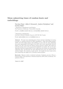 Mean unknotting times of random knots and embeddings Yao-ban Chan