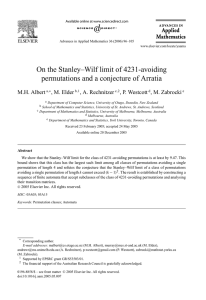 On the Stanley–Wilf limit of 4231-avoiding M.H. Albert , M. Elder