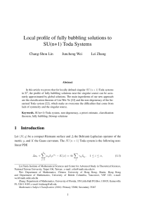 Local profile of fully bubbling solutions to SU(n+1) Toda Systems Chang-Shou Lin