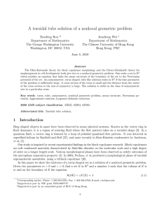 A toroidal tube solution of a nonlocal geometric problem