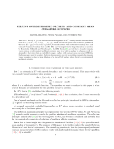 SERRIN’S OVERDETERMINED PROBLEM AND CONSTANT MEAN CURVATURE SURFACES