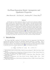 On Phase-Separation Model: Asymptotics and Qualitative Properties Henri Berestycki , Tai-Chia Lin