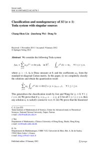 SU(n Toda system with singular sources ) Chang-Shou Lin