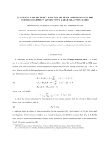 EXISTENCE AND STABILITY ANALYSIS OF SPIKY SOLUTIONS FOR THE