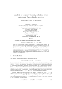 Analysis of boundary bubbling solutions for an anisotropic Emden-Fowler equation Juncheng Wei