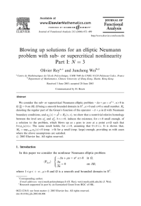 Blowing up solutions for an elliptic Neumann ¼ 3 Part I: N