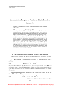 Geometrization Program of Semilinear Elliptic Equations Juncheng Wei