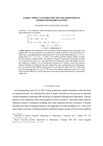 STABLE SPIKE CLUSTERS FOR THE ONE-DIMENSIONAL GIERER-MEINHARDT SYSTEM