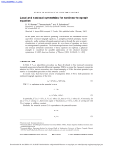 Local and nonlocal symmetries for nonlinear telegraph equation