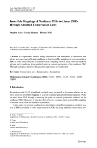 Invertible Mappings of Nonlinear PDEs to Linear PDEs Stephen Anco