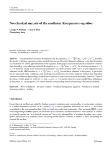Nonclassical analysis of the nonlinear Kompaneets equation George W. Bluman Zhengzheng Yang