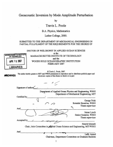 Geoacoustic  Inversion by Mode  Amplitude Perturbation Travis L. Poole by