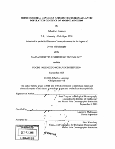 MITOCHONDRIAL GENOMICS AND NORTHWESTERN ATLANTIC POPULATION GENETICS OF MARINE ANNELIDS