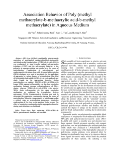 Association Behavior of Poly (methyl methacrylate-b-methacrylic acid-b-methyl methacrylate) in Aqueous Medium