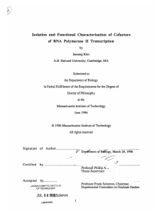 Isolation  and  Functional  Characterization  of ... of  RNA  Polymerase  II  Transcription