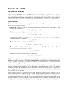 Mathematics 102 — Fall 1999 The formal rules of calculus