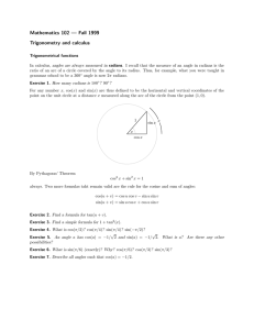 Mathematics 102 — Fall 1999 Trigonometry and calculus