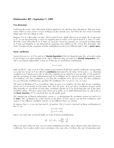 Mathematics 307|September 7, 1995 Two dimensions