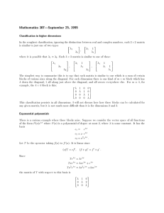 Mathematics 307|September 25, 1995 Classication in higher dimensions