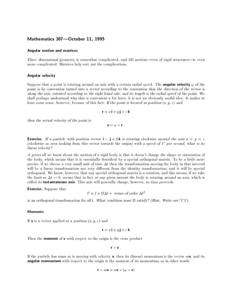 mathematics-307-october-11-1995-angular-motion-and-matrices