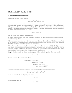 Mathematics 307|October 2, 1995 A formula for solving cubic equations