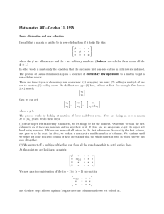 Mathematics 307|October 11, 1995 Gauss elimination and row reduction