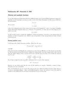 Mathematics 307|November 9, 1995 Matrices and quadratic functions