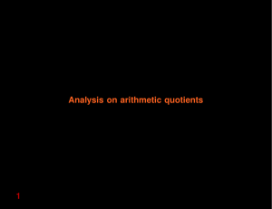Analysis on arithmetic quotients 1