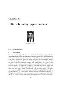 Infinitely many types models Chapter 6 6.1 Introduction
