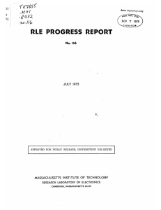 RLE  PROGRESS  REPORT -rklws,-l , No.  116