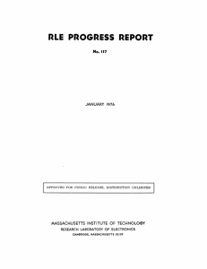 RLE  PROGRESS  REPORT No.  117 JANUARY  1976