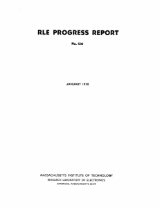 RLE  PROGRESS  REPORT No. JANUARY 1978