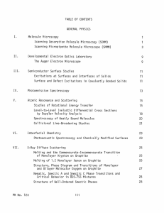 TABLE  OF  CONTENTS GENERAL  PHYSICS I. Molecule Microscopy