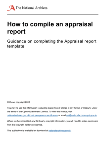 How to compile an appraisal report Guidance on completing the Appraisal report template