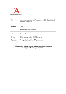 Information Management Assessment of [XX Organisation] Final Version date: 15 April 2010