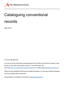 Cataloguing conventional  May 2012