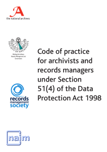 Code of practice for archivists and records managers under Section