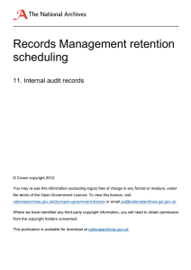 Records Management retention scheduling  11. Internal audit records