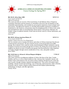 AFRICAN &amp; AFRICAN DIASPORA STUDIES Course Listings for Spring 2014