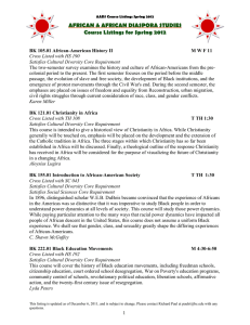 AFRICAN &amp; AFRICAN DIASPORA STUDIES Course Listings for Spring 2012