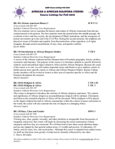 AFRICAN &amp; AFRICAN DIASPORA STUDIES Course Listings for Fall 2010
