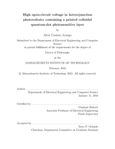 High open-circuit voltage in heterojunction photovoltaics containing a printed colloidal