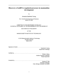 Discovery of miRNA-regulated processes in mammalian development Amanda Garfinkel Young