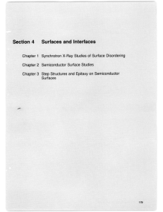 Surfaces and  Interfaces Section  4