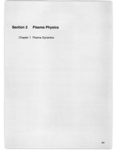 Section  2 Plasma  Physics Plasma  Dynamics Chapter  1