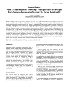 Gender Matters: Earth Resource Consumption Necessary for Human Sustainability