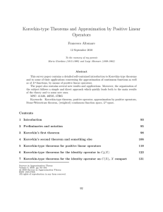 Korovkin-type Theorems and Approximation by Positive Linear Operators Francesco Altomare