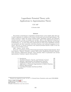 Logarithmic Potential Theory with Applications to Approximation Theory E.B. Saff