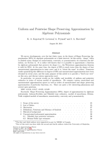 Uniform and Pointwise Shape Preserving Approximation by Algebraic Polynomials K. A. Kopotun