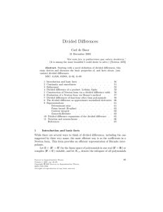 Divided Differences Carl de Boor 21 December 2004